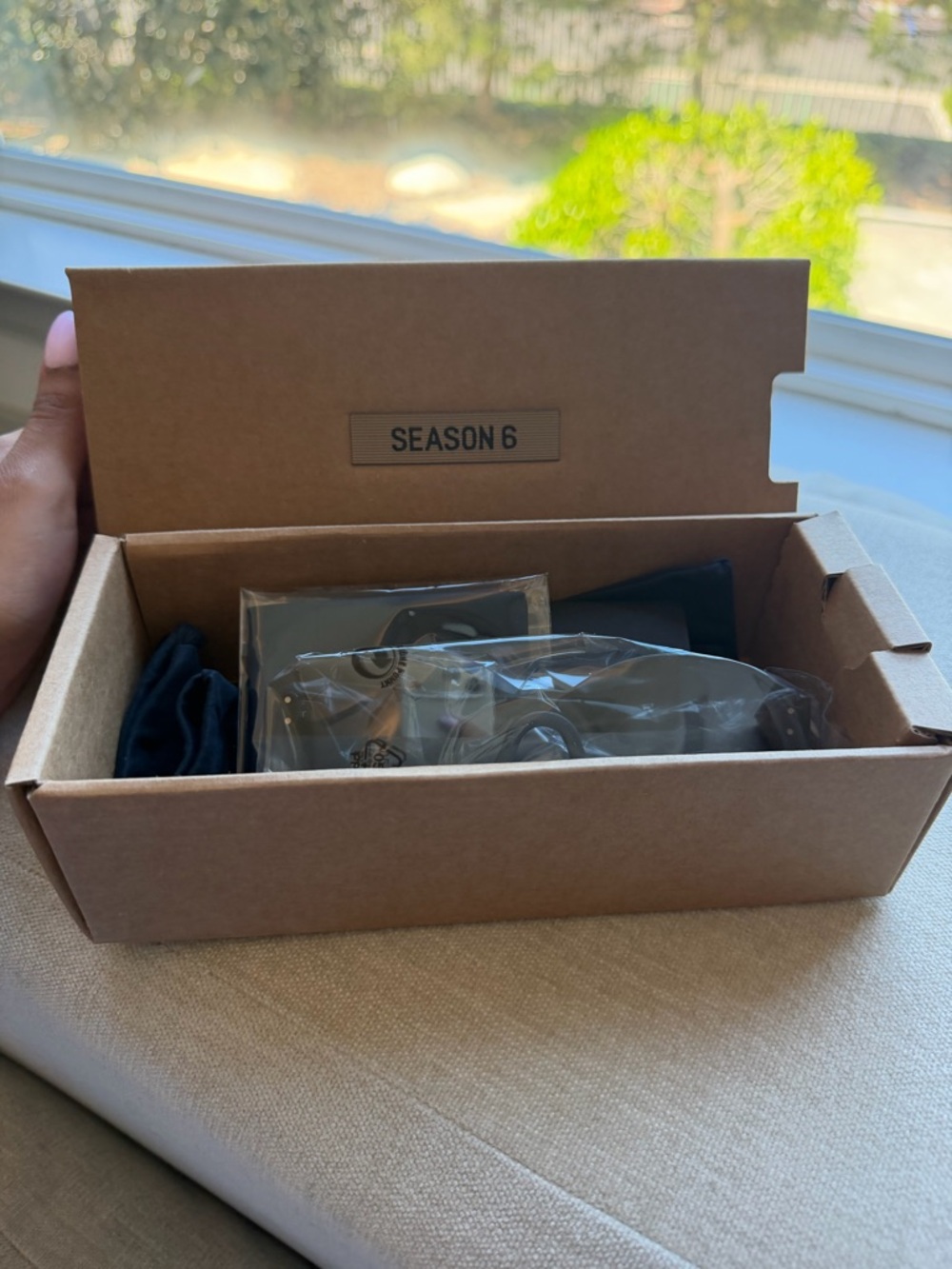 Yeezy Season 6 Matte Black Sunglasses with Branded Case